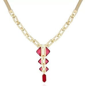 Vince Camuto Gold-Tone and Red Siam Pendant Thick Snake Chain Statement Necklace